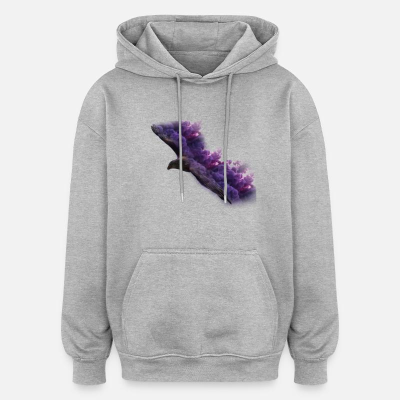 Eagle avec de la fumée - Sweat à capuche oversize unisexe - gris chiné