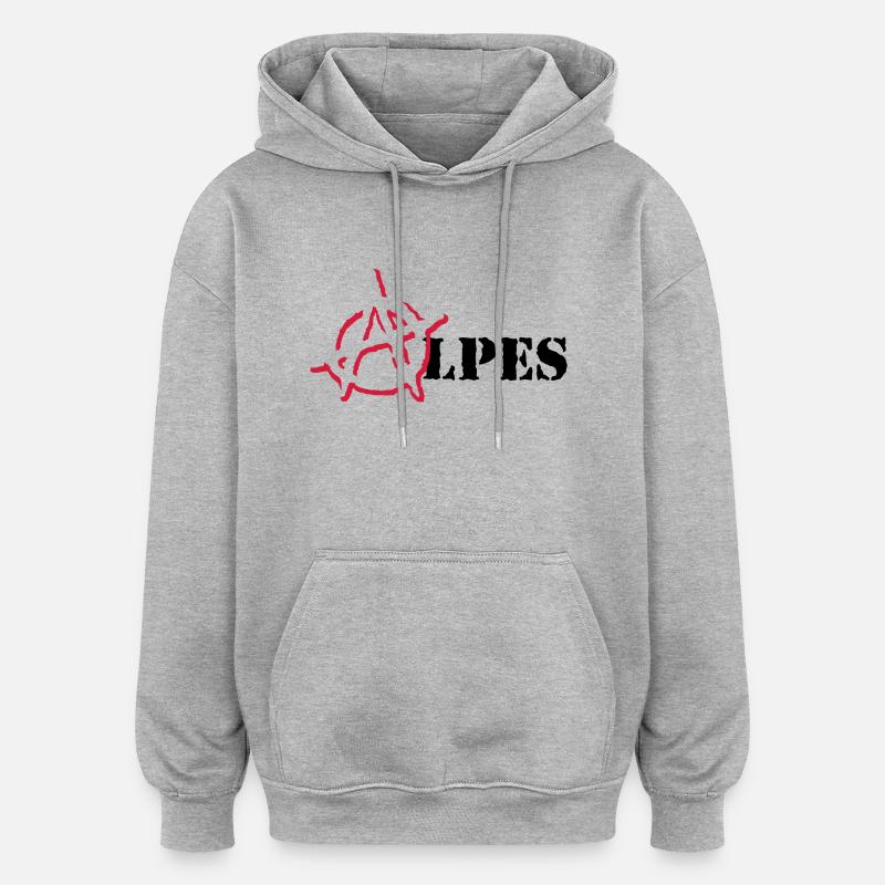 Anarchy Alpes - Sweat à capuche oversize unisexe - gris chiné