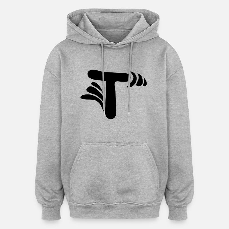 Letter T & Pattern - Oversized Unisex Hoodie - heather grey