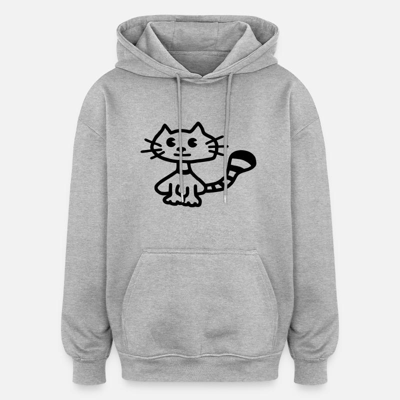 Chat 4 - Sweat à capuche oversize unisexe - gris chiné