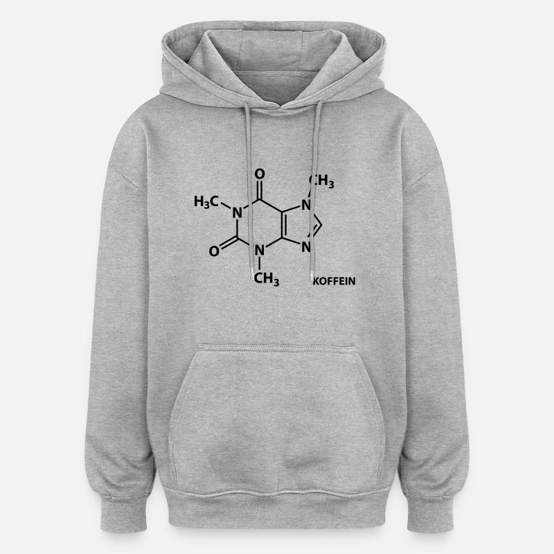 Caféine - Sweat à capuche oversize unisexe - gris chiné