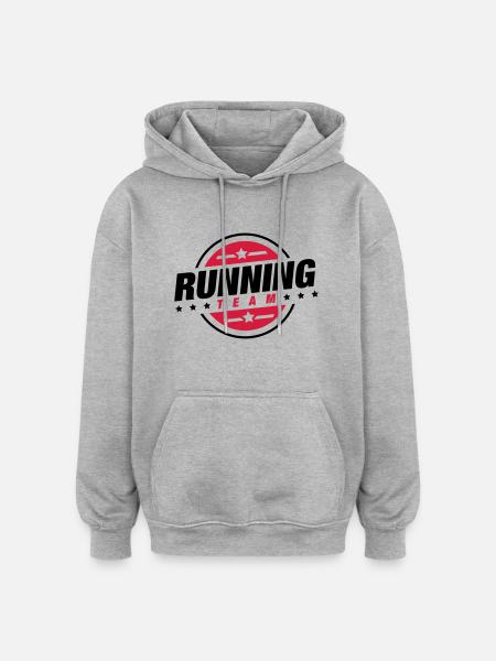 running_team_yx2 - Sweat à capuche oversize unisexe - gris chiné