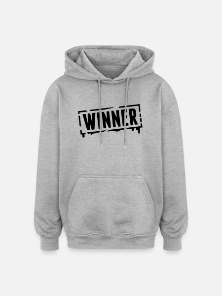 winner_stamp_grunge_g1 - Sweat à capuche oversize unisexe - gris chiné