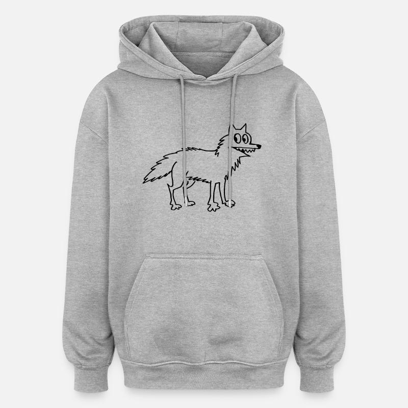 Wolf - Sweat à capuche oversize unisexe - gris chiné