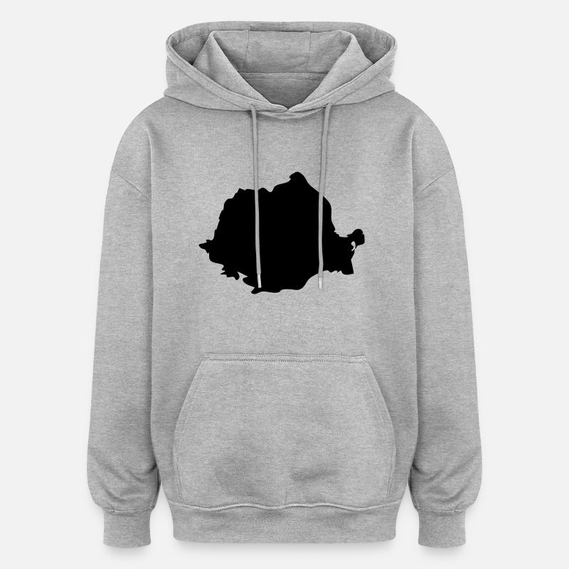 Romania - Sweat à capuche oversize unisexe - gris chiné