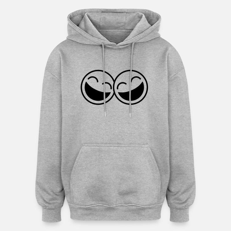 Laughing Smileys - Sweat à capuche oversize unisexe - gris chiné