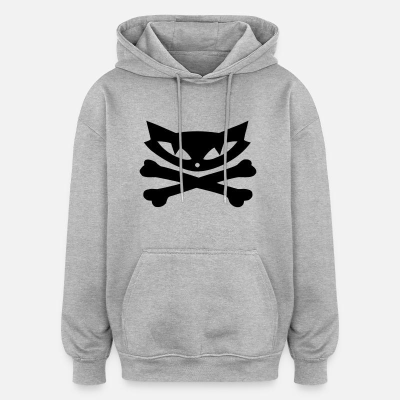 Cat - Sweat à capuche oversize unisexe - gris chiné