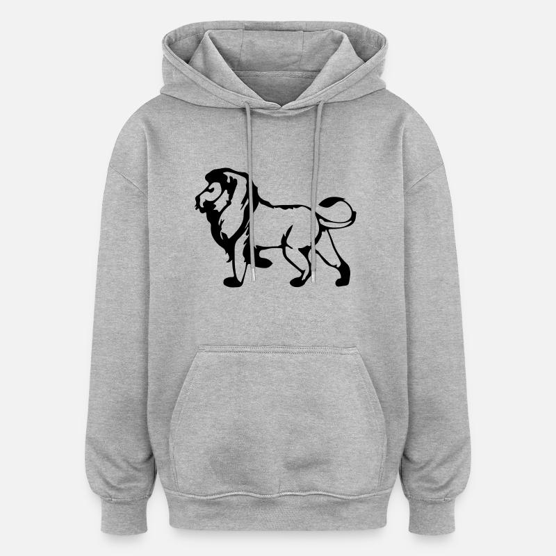 lion_shape - Sweat à capuche oversize unisexe - gris chiné