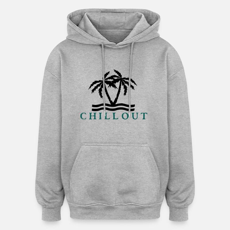 chill_out_vec_2 de - Oversized Unisex Hoodie - Grau meliert