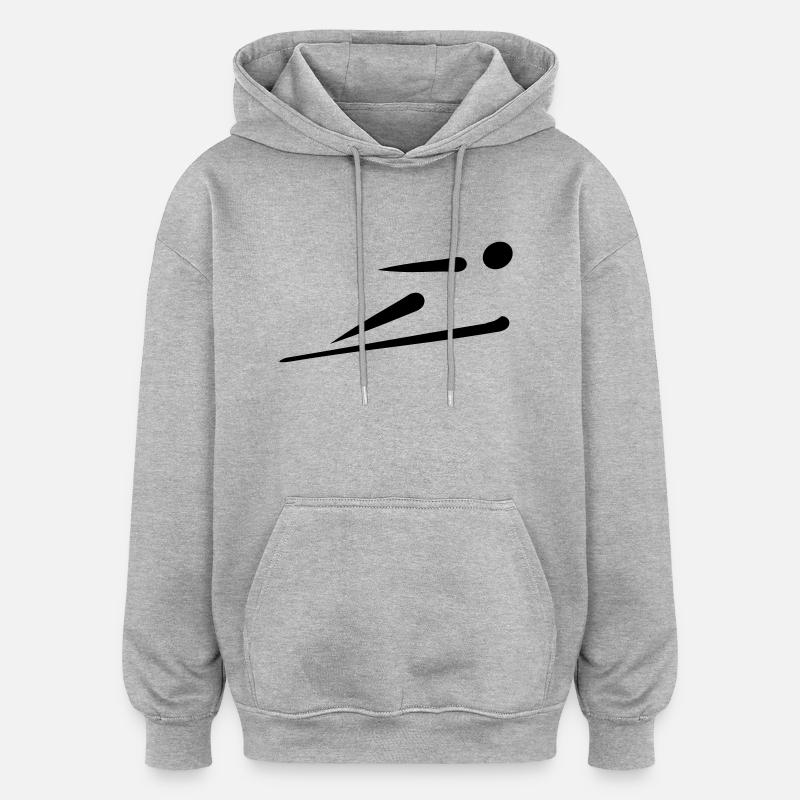 Saut à ski - Sweat à capuche oversize unisexe - gris chiné