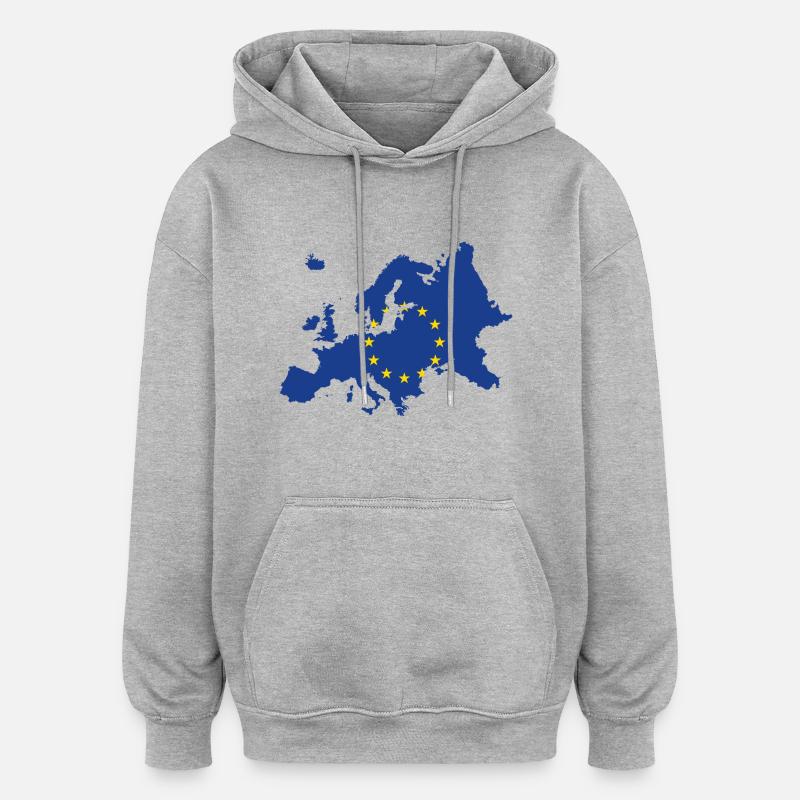 Europe UE - Sweat à capuche oversize unisexe - gris chiné