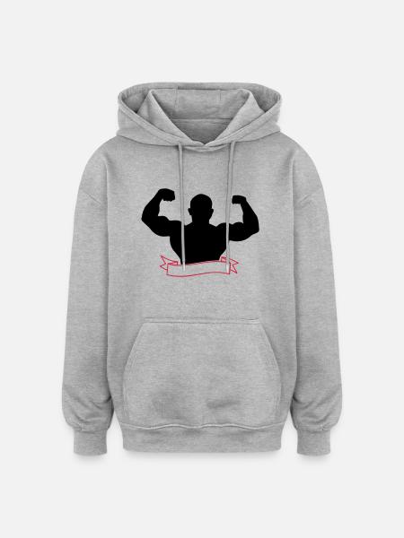 Bodybuilder - Sweat à capuche oversize unisexe - gris chiné
