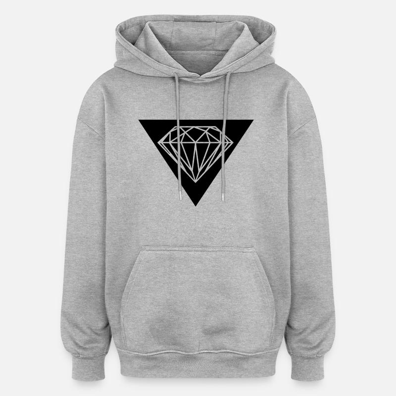 diamant - Sweat à capuche oversize unisexe - gris chiné