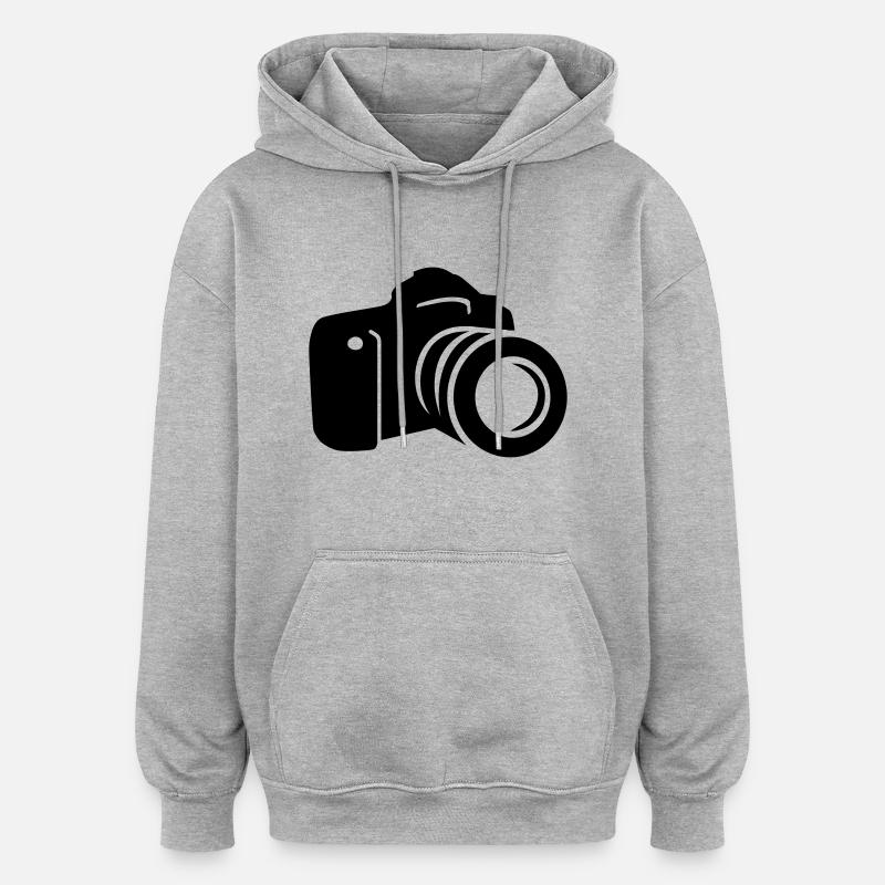 Kamera - Oversized Unisex Hoodie - Grau meliert