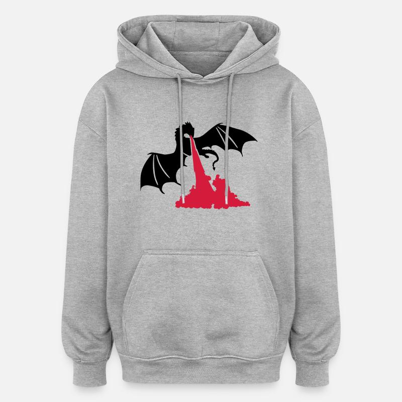 Dragon - Sweat à capuche oversize unisexe - gris chiné