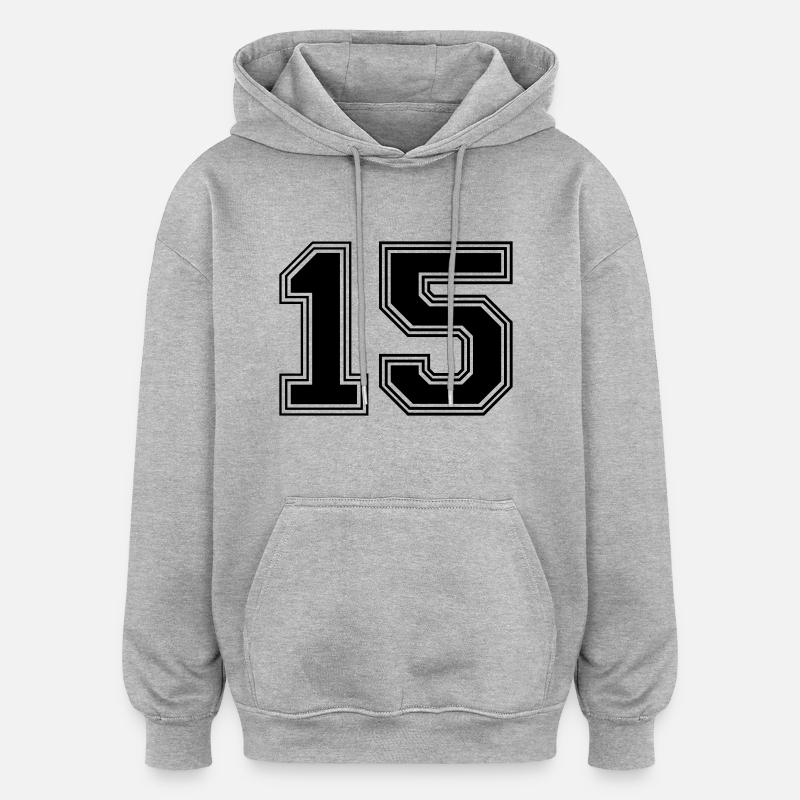 15_numéro_15_(s31) - Sweat à capuche oversize unisexe - gris chiné