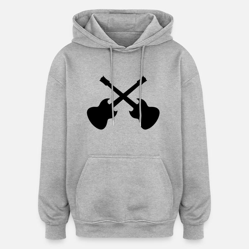 guitares - Sweat à capuche oversize unisexe - gris chiné