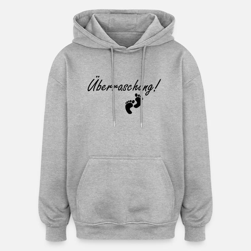 überraschung - Oversized Unisex Hoodie - Grau meliert