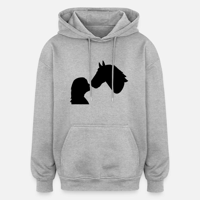 Cheval - Sweat à capuche oversize unisexe - gris chiné