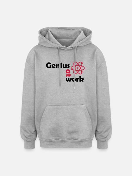 genius at work - Oversized Unisex Hoodie - Grau meliert