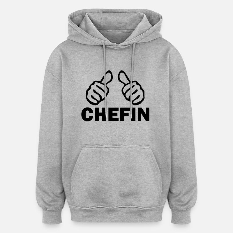 chefin - Oversized Unisex Hoodie - Grau meliert
