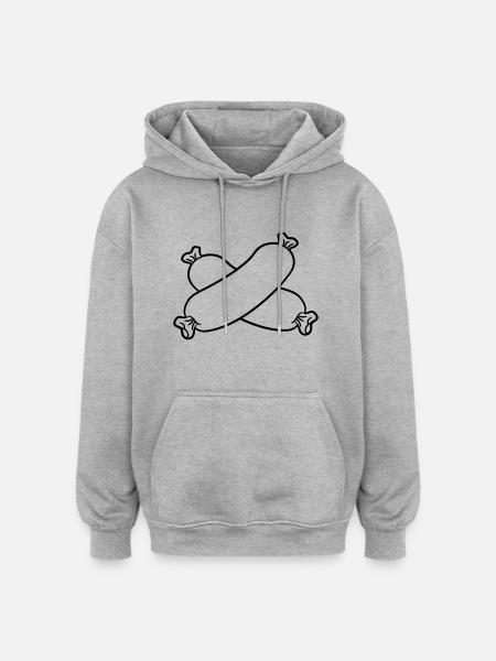 2 pølse hotdog wiener lang bratwurst - Oversize unisex hoodie - grå meleret