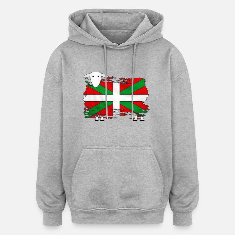 euskal herria - pays basque 51 - Sweat à capuche oversize unisexe - gris chiné