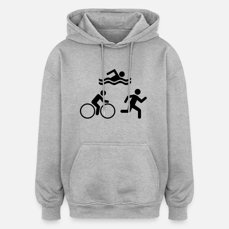 Triathlon - Sweat à capuche oversize unisexe - gris chiné