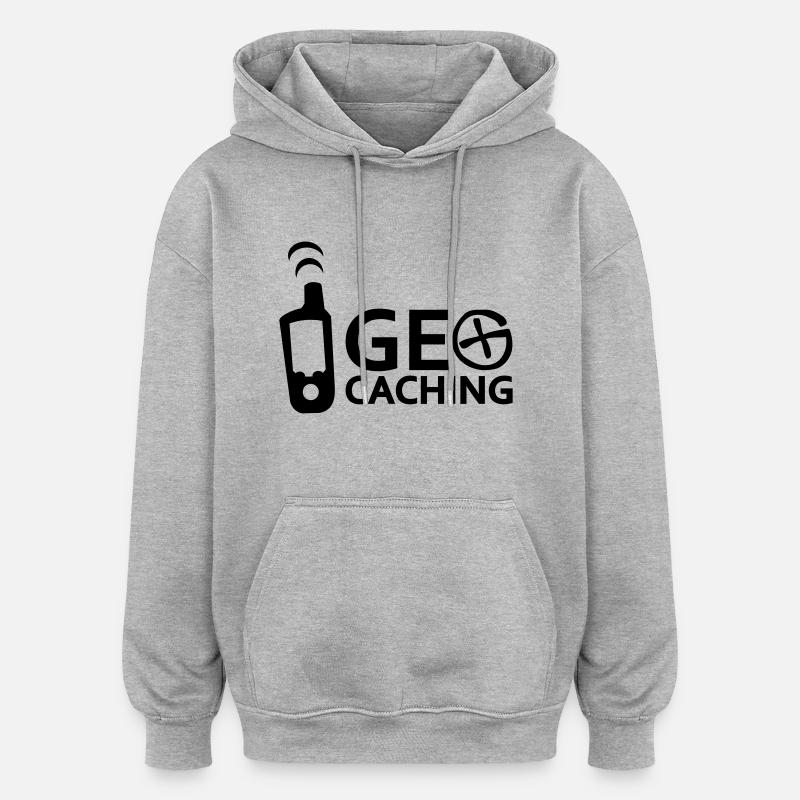 Geocaching - Sweat à capuche oversize unisexe - gris chiné