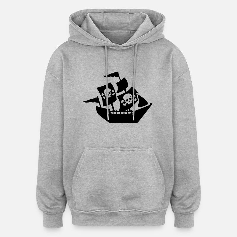 Pirate - Sweat à capuche oversize unisexe - gris chiné
