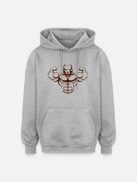 strong dog_02 - Oversized Unisex Hoodie - Grau meliert
