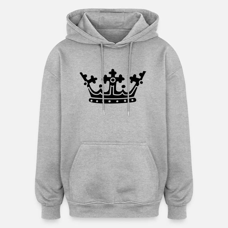 Crown, Pirnce, Princess - Sweat à capuche oversize unisexe - gris chiné