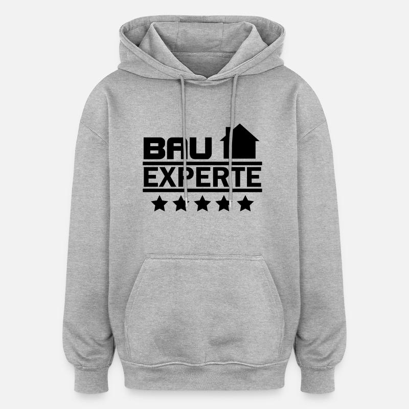 bau experte - Oversized Unisex Hoodie - Grau meliert