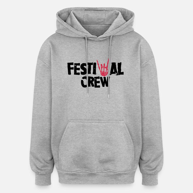 Festival Crew - Sweat à capuche oversize unisexe - gris chiné