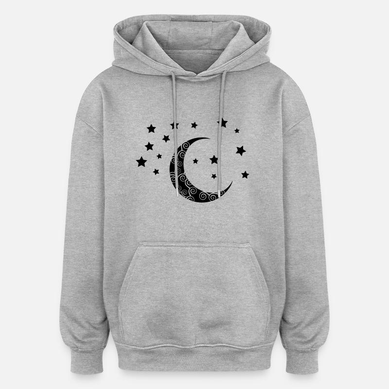 mond_sterne_002 - Sweat à capuche oversize unisexe - gris chiné