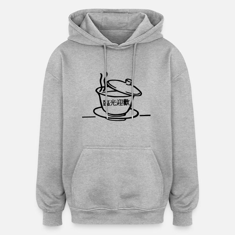 Puer Tea Cup - Sweat à capuche oversize unisexe - gris chiné