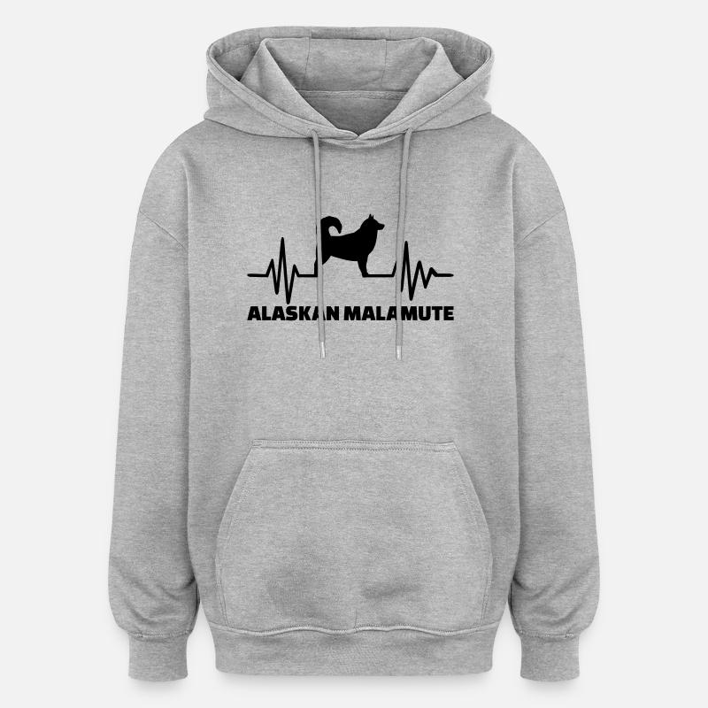 Alaskan Malamute - Sweat à capuche oversize unisexe - gris chiné