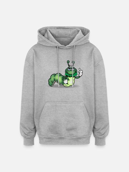 chenille humoristique humour doigt - Sweat à capuche oversize unisexe - gris chiné