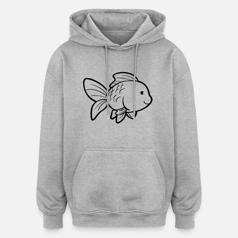 Poisson rouge - Sweat à capuche oversize unisexe - gris chiné