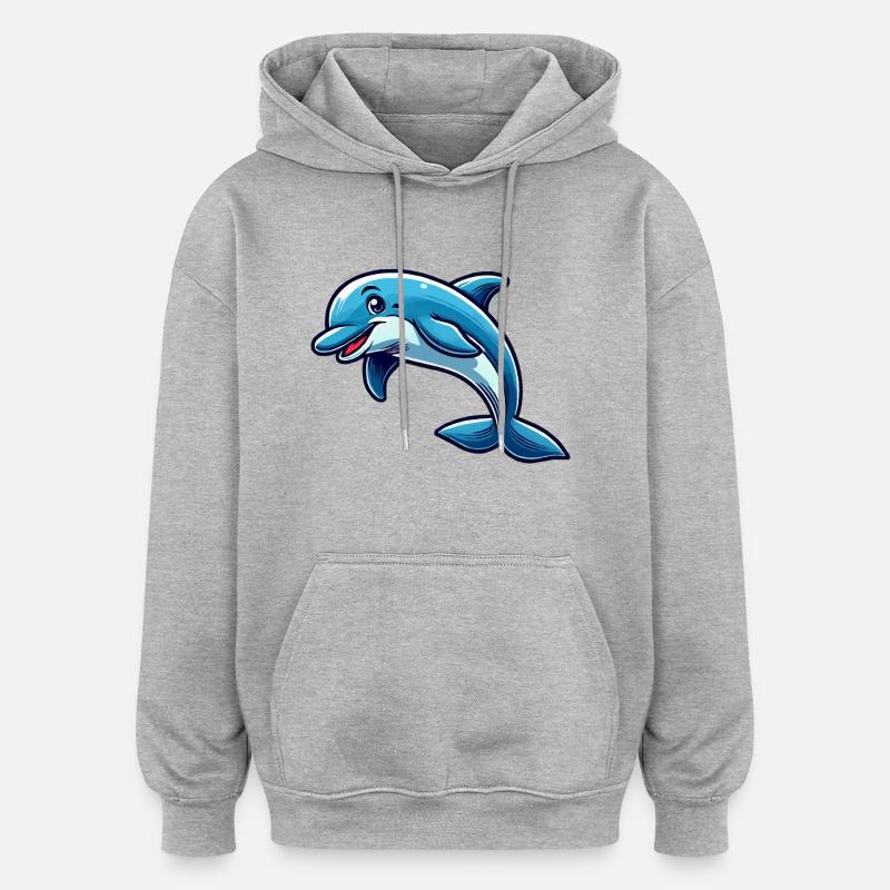 dolphin dolphin comic - Oversized Unisex Hoodie - heather grey