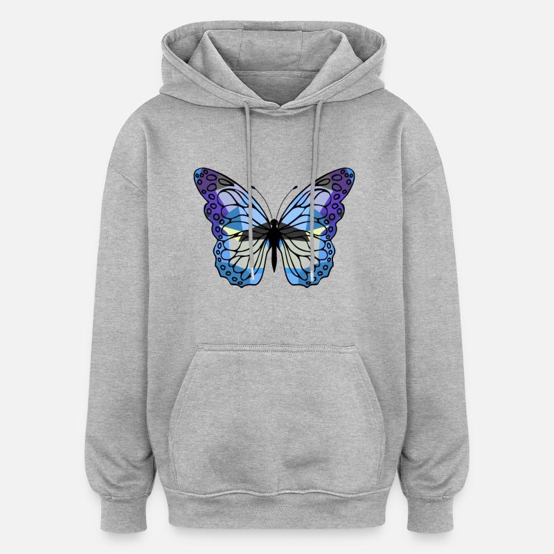 Papillon - Sweat à capuche oversize unisexe - gris chiné