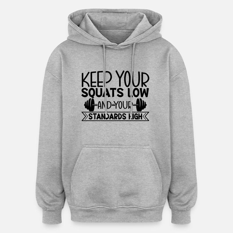 Squat Slow - Oversized Unisex Hoodie - Grau meliert