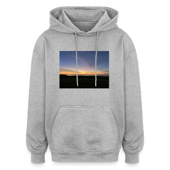Lever du soleil - Sweat à capuche oversize unisexe - gris chiné - Devant - Noah (186cm)