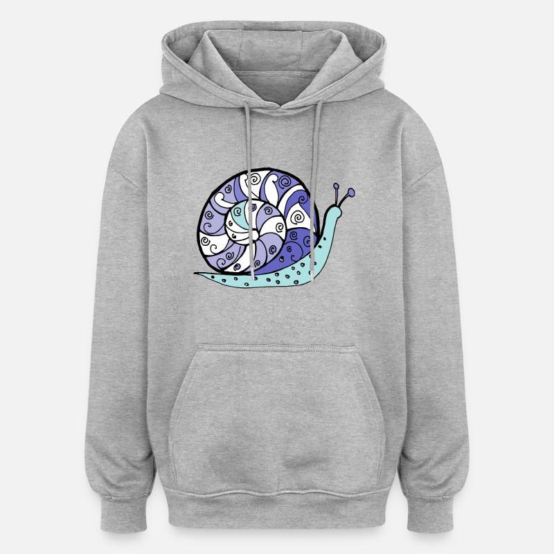 escargot - Sweat à capuche oversize unisexe - gris chiné