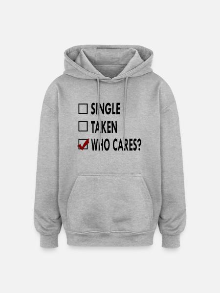 SINGLE noir blanc who - Sweat à capuche oversize unisexe - gris chiné