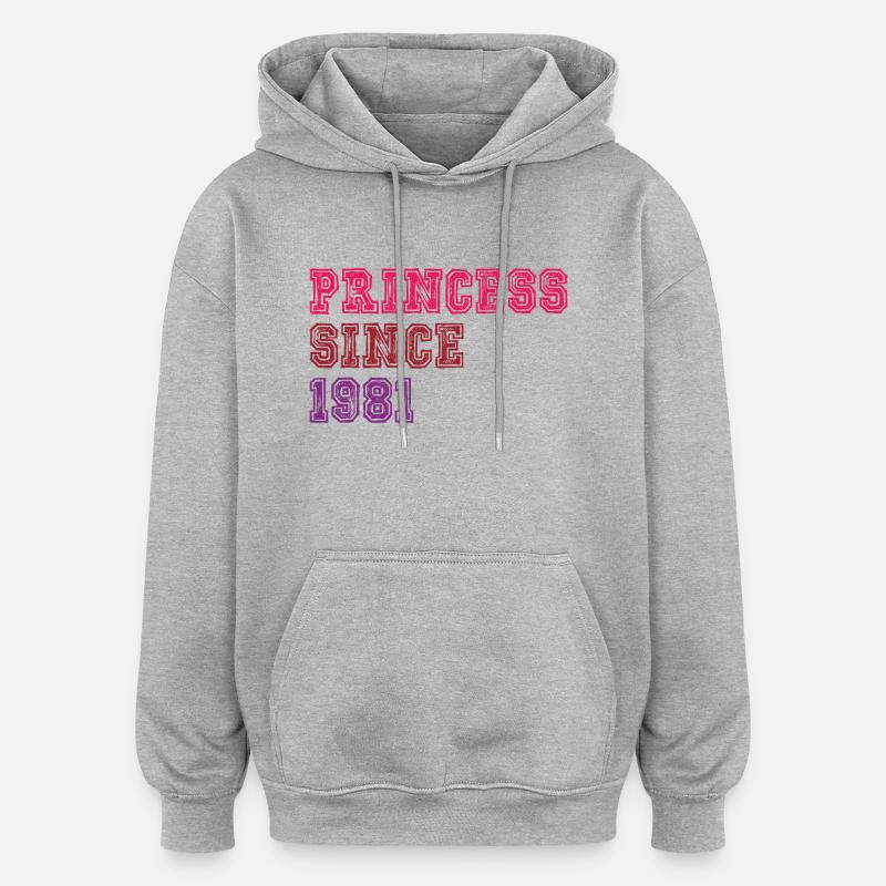 1981 Anniversaire Princesse - Sweat à capuche oversize unisexe - gris chiné