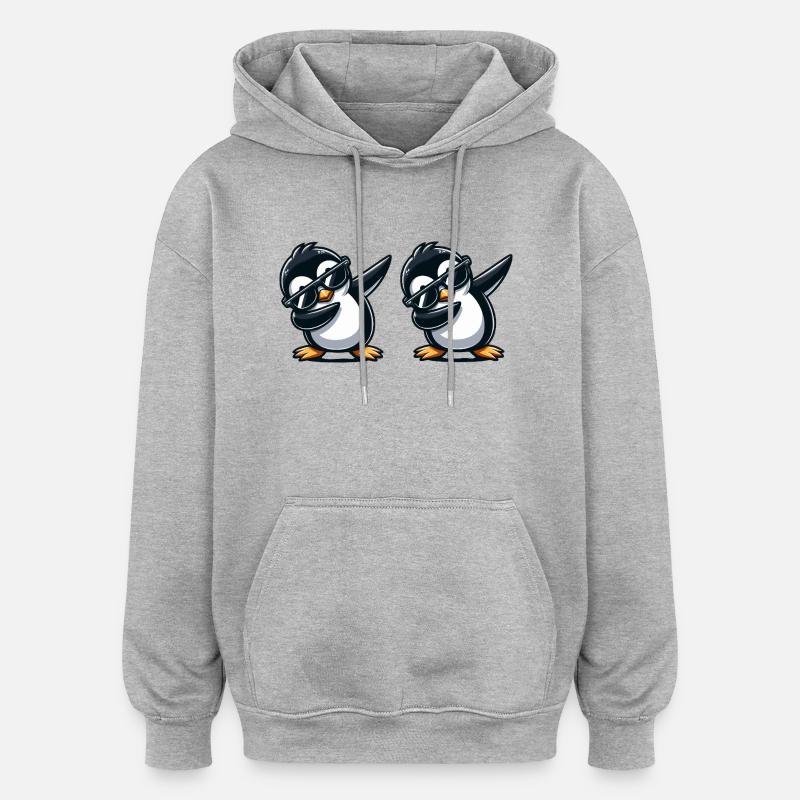 pinguin dabbing 2 - Oversized Unisex Hoodie - Grau meliert