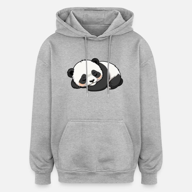 Panda endormi - Design animalier - Sweat à capuche oversize unisexe - gris chiné