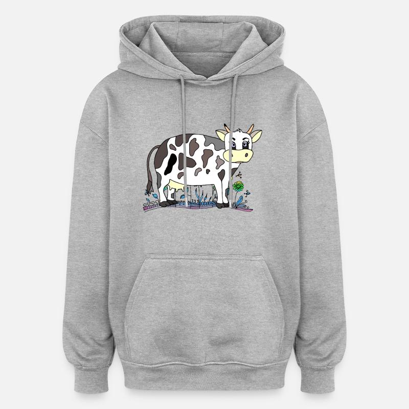 Vache - Sweat à capuche oversize unisexe - gris chiné