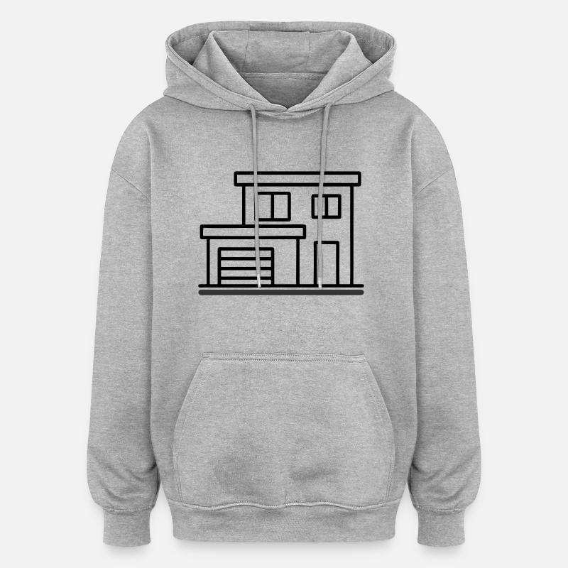 Maison Moderne Maison Construction - Sweat à capuche oversize unisexe - gris chiné